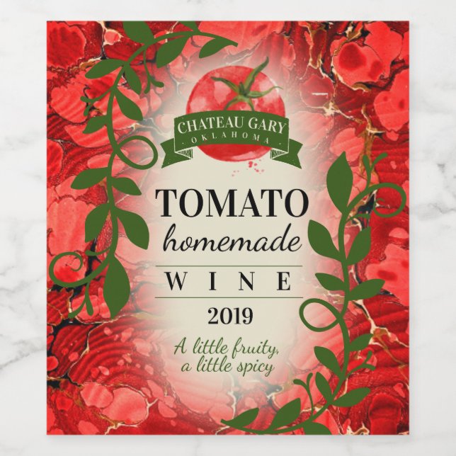 Rótulo de vinho personalizado de tomate de vinho c (Rótulo Único)