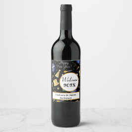 Rótulo de Vinho Personalizado do feliz ano novo
