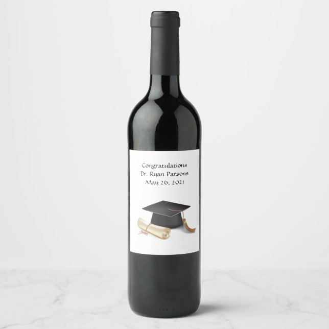 Rótulo de vinho personalizado para graduado (Frente)