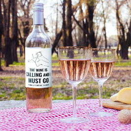 Rótulo de Vinho Preto Divertido e Moderno Está Cha