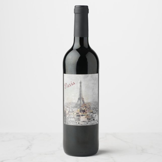 Rótulo de Vinho Torre Eiffel Paris França – Elegan (Frente)