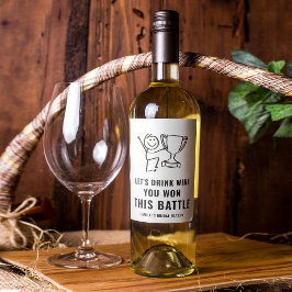 Rótulo de Vinho Vencedora de Batalha Preto e Branc