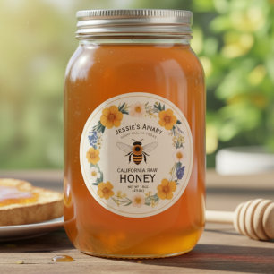 Rótulo do adesivo da abelha de jar de mel - Floral