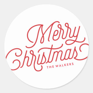 Rótulo do adesivo de Natal Merry Script Holiday