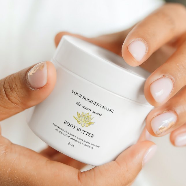 Rótulo do autocolante de manteiga de lotus amarelo (Yellow lotus body butter cosmetics sticker label)