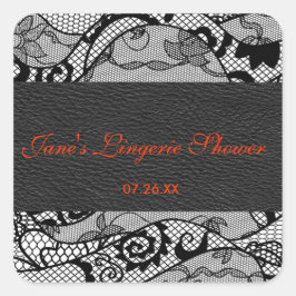 Rótulo do autocolante preto e quadrado