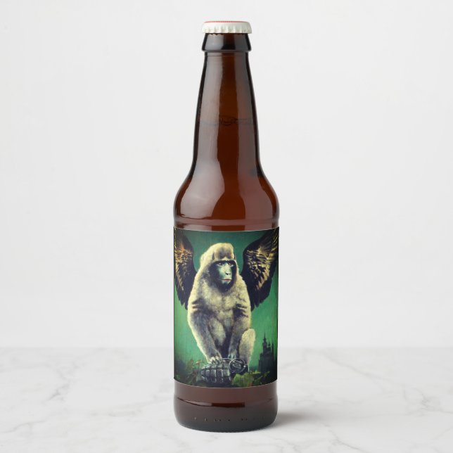 Rótulo do frasco de cerveja de macaco voador (Frente)