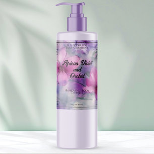 Rótulo do frasco de cosméticos para flores roxas e