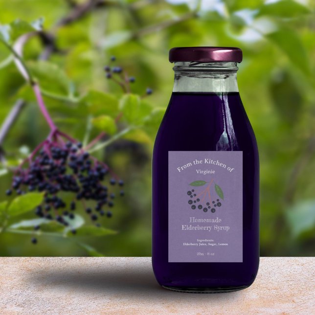 Rótulo do frasco do frasco do Kraft & Rustic Elder (Kraft & Rustic Elderberry Syrup Bottle Label)