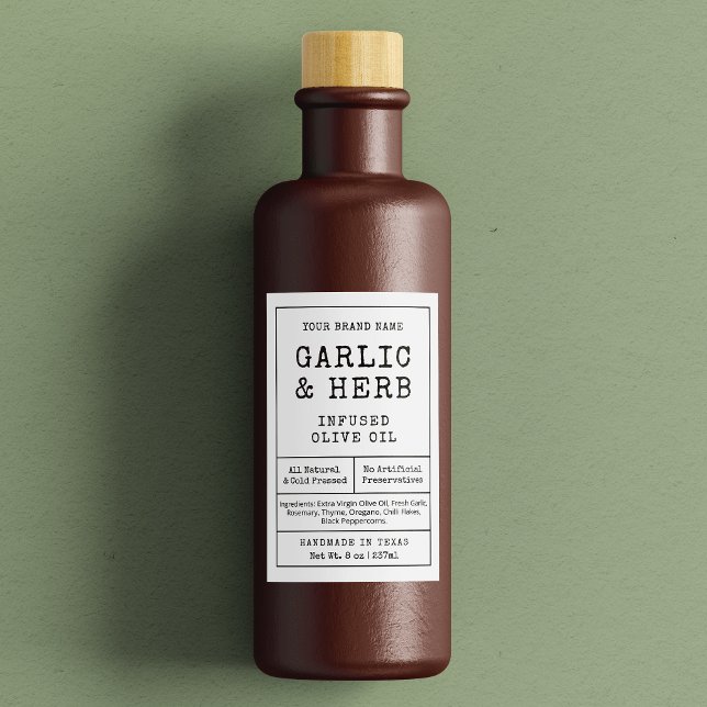 Rótulo do frasco para o Condição Homemade Rustic V (Rustic minimalist rectangle product labels in black and white - can be used on bottles & jars)