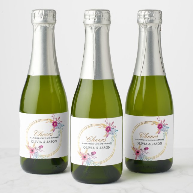 Rótulo do Mini Champagne com Fraqueza Floral (Garrafas)