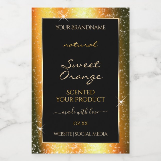 Rótulo do Produto Frame de Brilho Laranja Nobre (Rótulo Único)