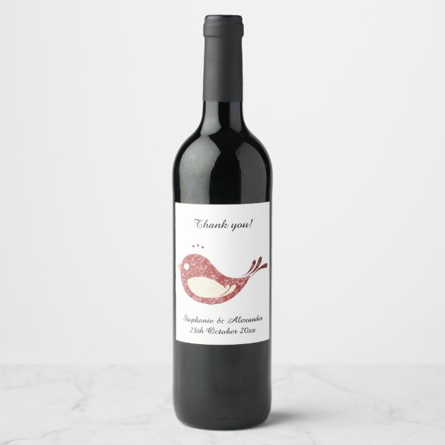 RÓTULO DO VINHO BRANCO DE PÁSSARO VERMELHO ELEGANT (Frente)