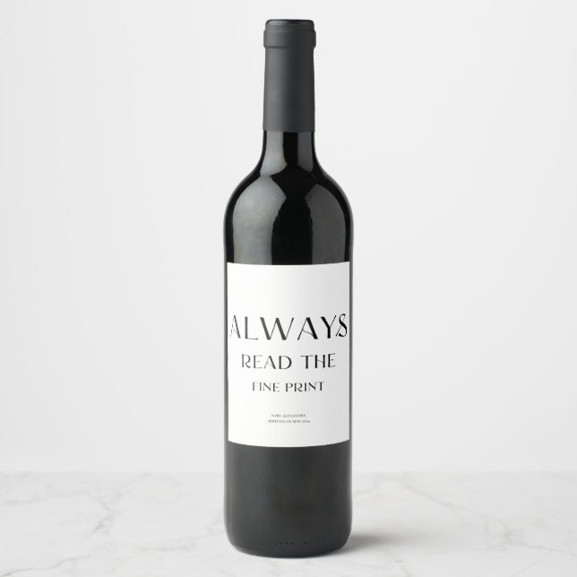 Rótulo do Vinho de Lançamento de Gravidez Impressã (Frente)