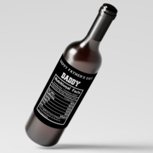 Rótulo do Vinho do Dia de os pais Fatos Nutriciona