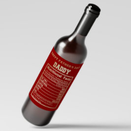 Rótulo do Vinho do Dia de os pais Fatos Nutriciona