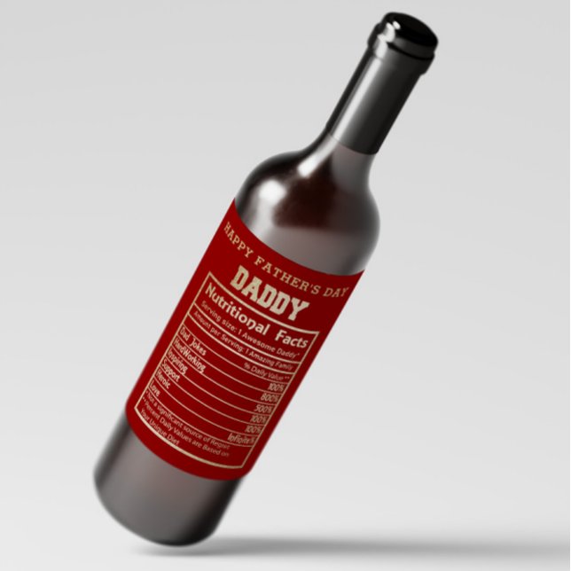 Rótulo do Vinho do Dia de os pais Fatos Nutriciona (Criador carregado)