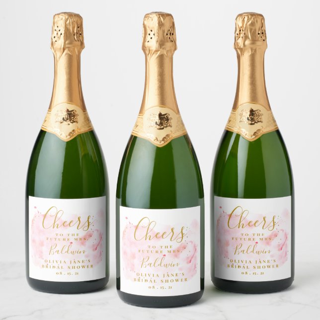 Rótulo Do Vinho Espumante, Rosa E Dourado, Chá de  (Garrafas)