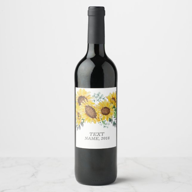 RÓTULO DO VINHO - girassol floral do boho (Frente)