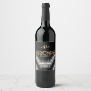 Rótulo do Vinho Impresso Preto do Monograma Modern