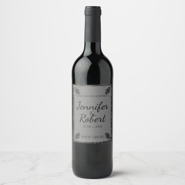 Rótulo do Vinho Negro e Casamento tema damasco (Frente)