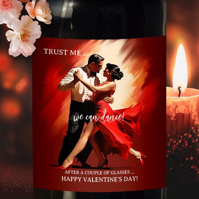 Rótulo Engraçado de Dança Romântica (A funny romantic wine label featuring a couple dancing the tango. Great for Valentine's Day )