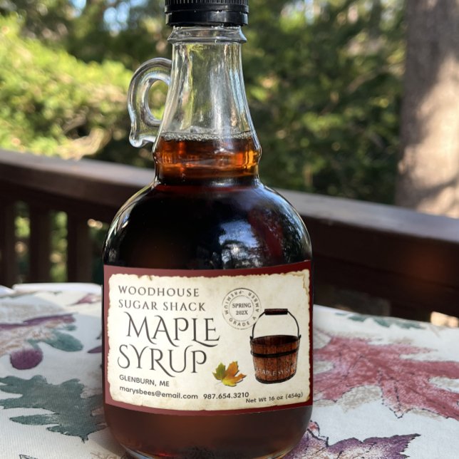 Rótulo Maple Syrup Sap Balde 3" x 2" (Criador carregado)