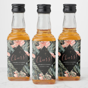 Rótulo Mini Líquido de Casamento Floral Tropical