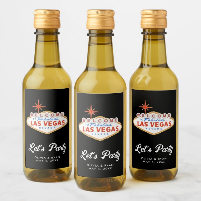 Rótulo Mini Vinho de Casamento Moderno de Las Vega (Garrafas)