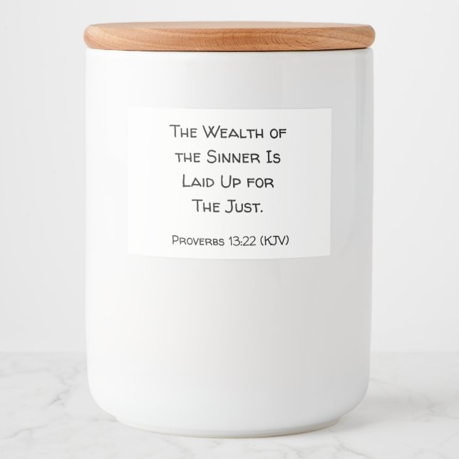 Rótulo Para Comida A Riqueza do Canto É Aposta Para O Justo. (Frente)