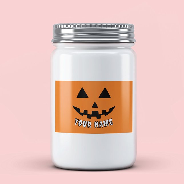 Rótulo Para Comida Abóbora Laranja Personalizada de Halloween Seu Nom (Criador carregado)