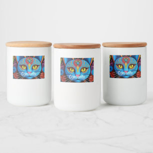 Rótulo Para Comida Abstrato Cat com olhos amarelos