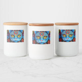 Rótulo Para Comida Abstrato Cat com olhos amarelos