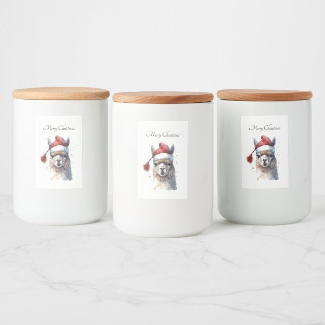 Rótulo Para Comida Alpaca de Natal bonito, personalizado (Garrafas)