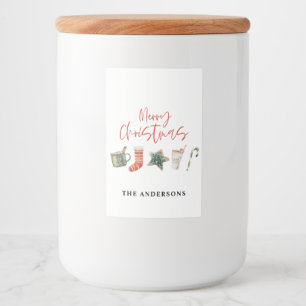 Rótulo Para Comida Aquarela Biscoito de Natal bebe canas doces