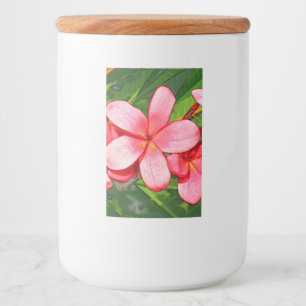 Rótulo Para Comida Arte de Frangipani Tropical Rosa