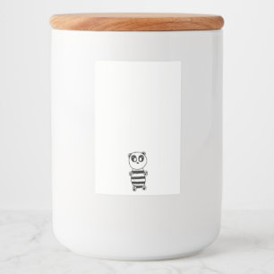 Rótulo Para Comida Arte de Panda Preto e Branco Divertida