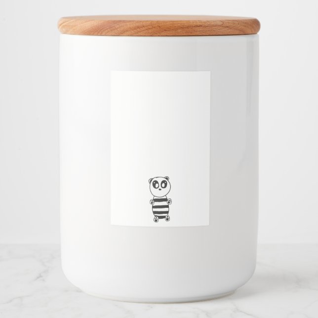 Rótulo Para Comida Arte de Panda Preto e Branco Divertida (Frente)