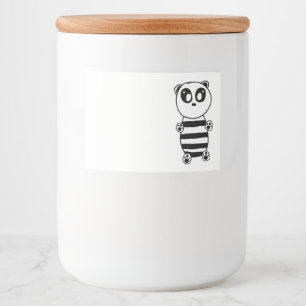 Rótulo Para Comida Arte de Panda Preto e Branco Divertida