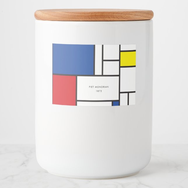 Rótulo Para Comida Arte Moderna De Stijl Geométrica Minimalista Mondr (Frente)