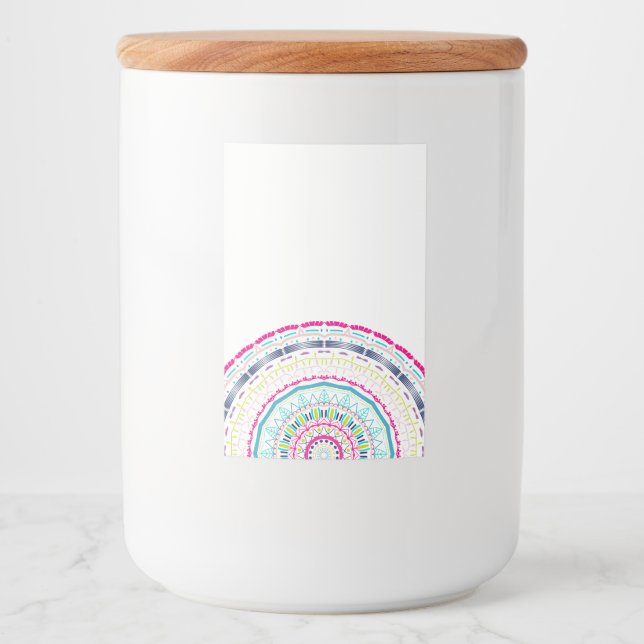 Rótulo Para Comida Arte Vibrante e Colorida de Mandala (Frente)