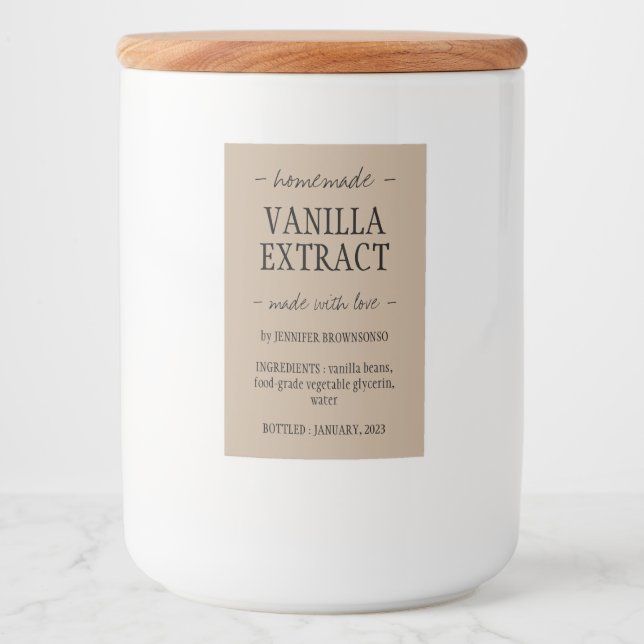 Rótulo Para Comida artesanato com amor Vanilla Extract (Frente)