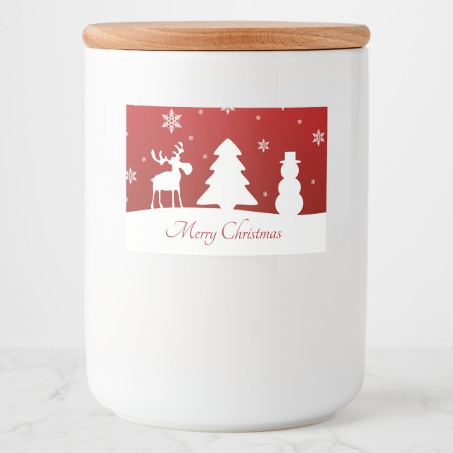 Rótulo Para Comida Árvore de Natal Reindeer Snowman (Frente)