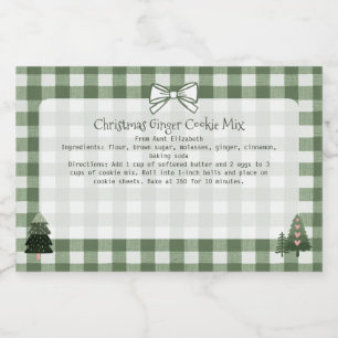 Rótulo Para Comida Árvores de Natal Green Gingham Baking Mix