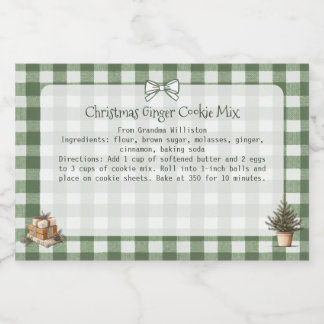 Rótulo Para Comida Árvores de Natal Rustic Green Gingham Fazendo Mist