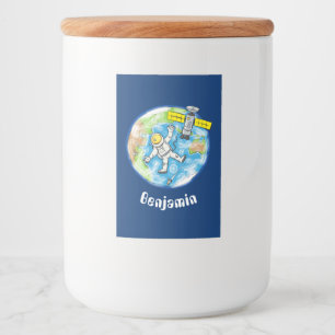 Rótulo Para Comida Astronauta engraçado no espaço e na terra