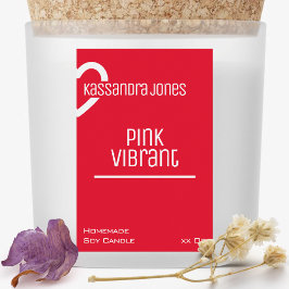 Rótulo Para Comida Beleza da Vela Vermelha Rosa Vibrante em Forma de