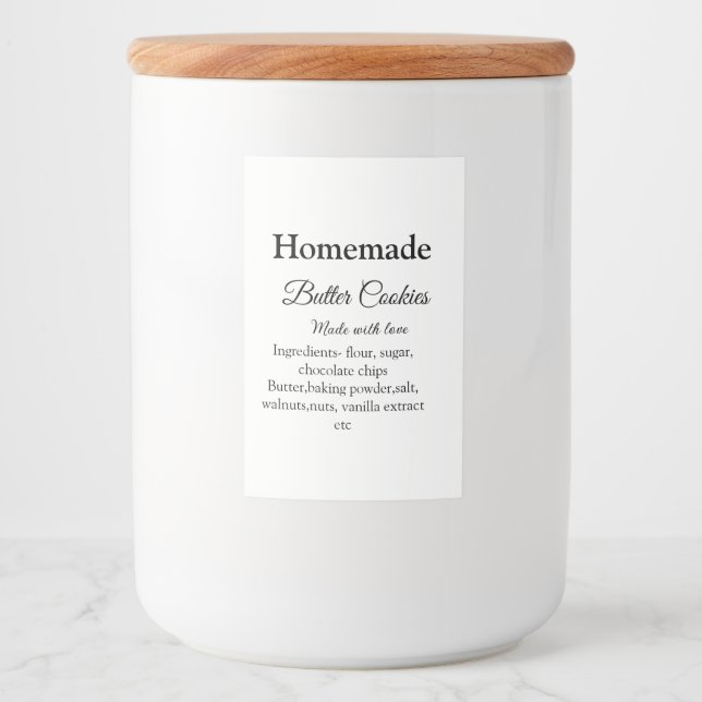 Rótulo Para Comida Biscoitos de manteiga caseiros feitos com amor adi (Frente)