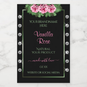 Rótulo Para Comida Black Product Labs Diamantes de Rosas Verdes e Ros