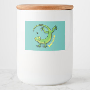 Rótulo Para Comida Boas saudações da lagartixa verde e feliz com dese